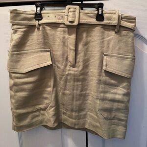 Women’s Express Linen Khaki Mini Skirt, Size 14